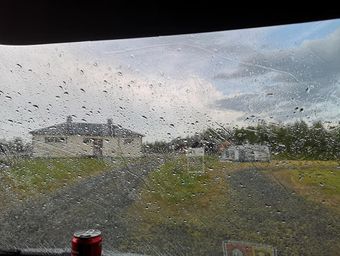 Regnet kom när vi stannade på campingen, Karesuando.